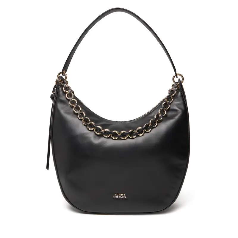 Tommy Hilfiger Borsetta Moon Leather Hobo AW0AW17468 Nero
