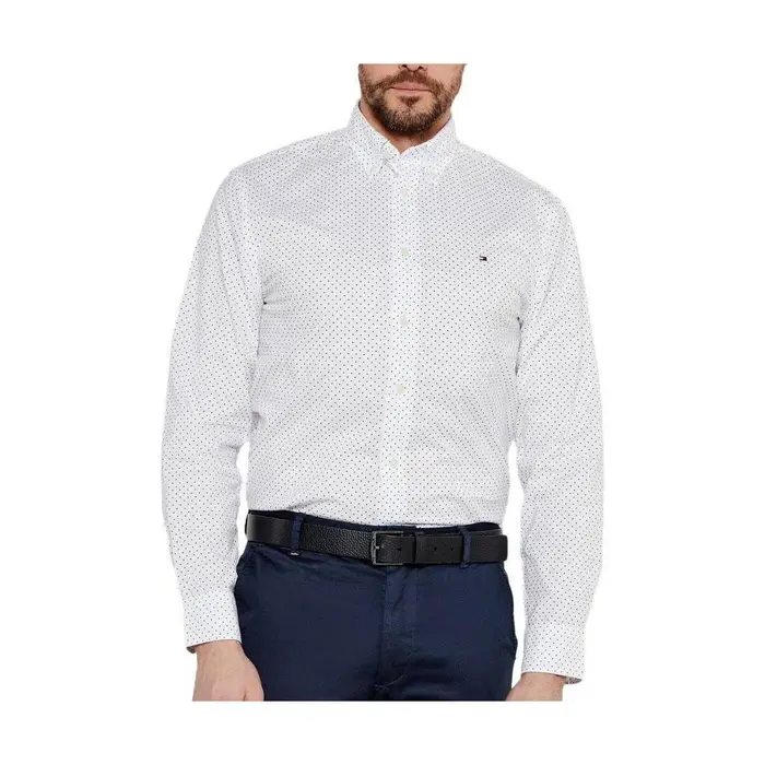 Camicia a maniche lunghe Tommy Hilfiger Flex Poplin Polka Bianco