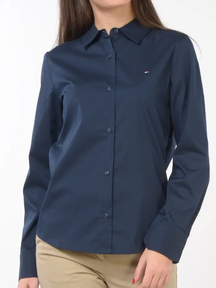 camicia da donna Tommy Hilfiger Essential in popeline Blu