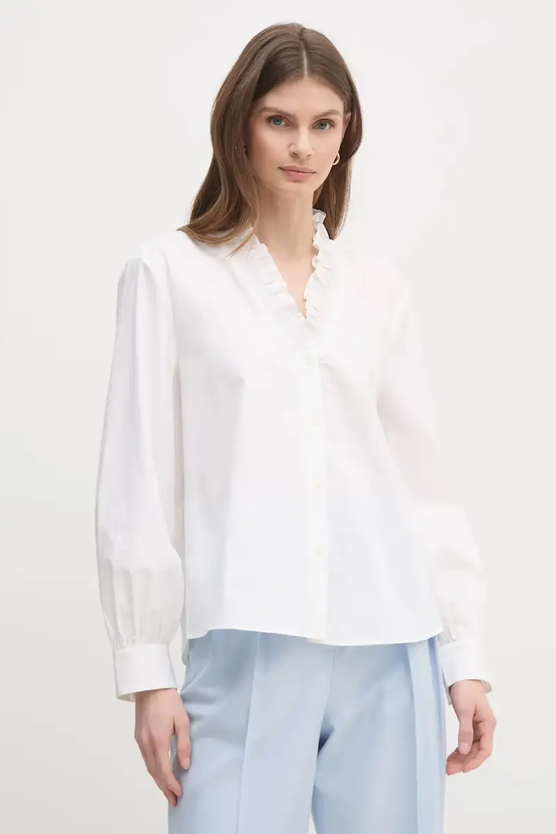 Tommy Hilfiger camicia in cotone donna colore beige WW0WW44688