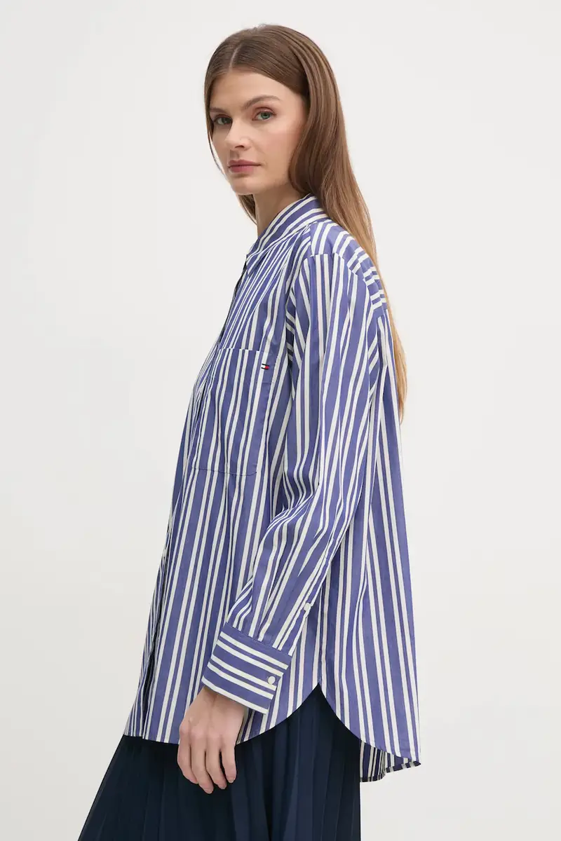 Tommy Hilfiger camicia in cotone donna colore blu navy