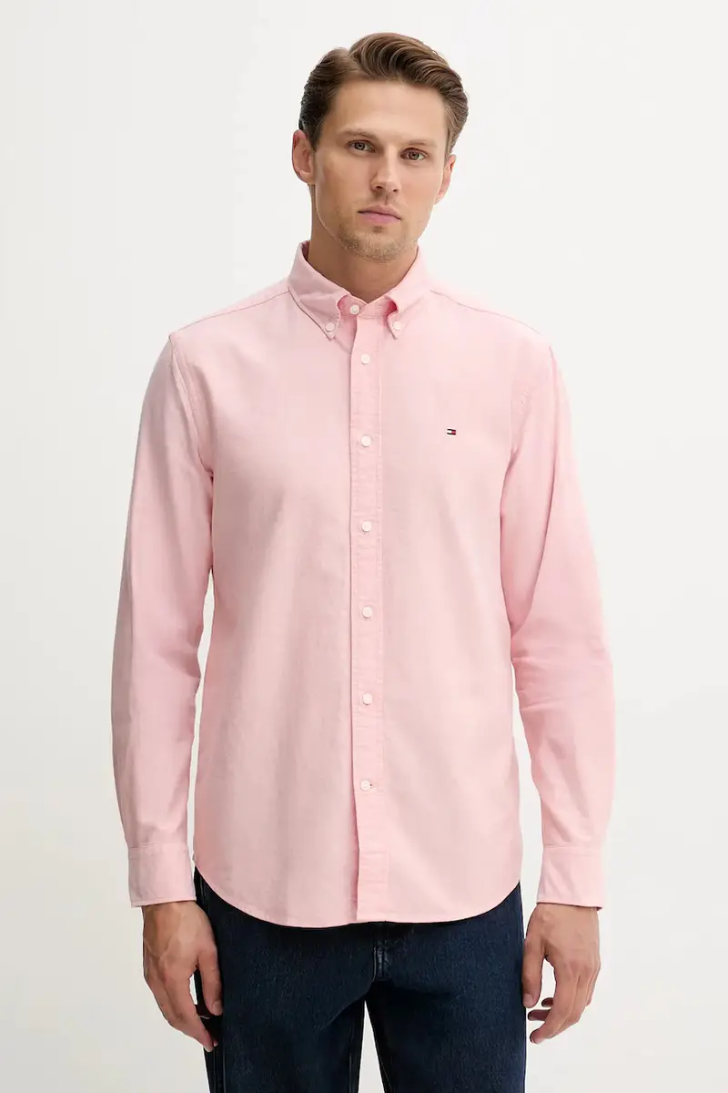 Tommy Hilfiger camicia in cotone uomo colore blu MW0MW35774 Arancione