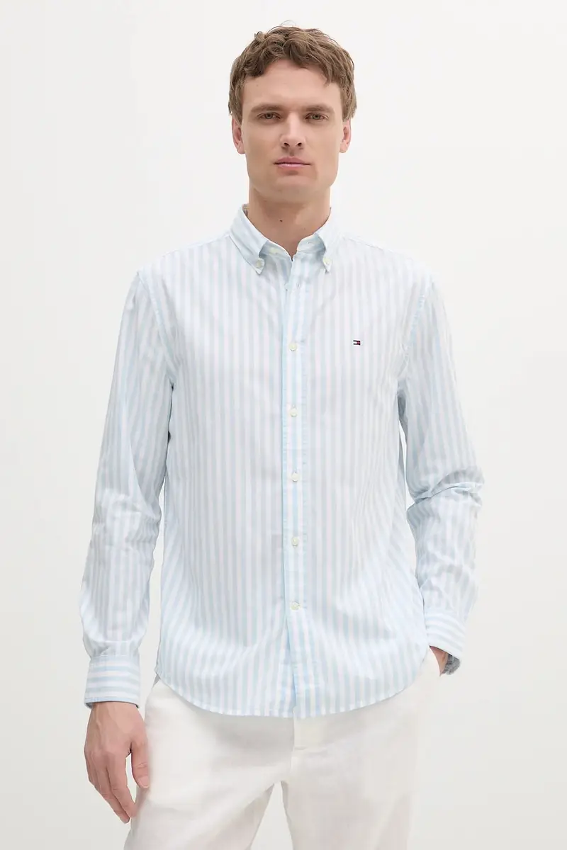 Tommy Hilfiger camicia in cotone uomo colore blu MW0MW39159