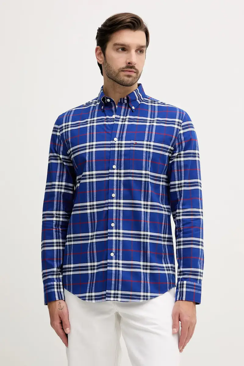 Tommy Hilfiger camicia in cotone uomo colore blu MW0MW40894