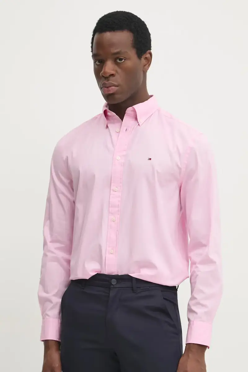 Tommy Hilfiger camicia in cotone uomo colore rosa MW0MW37550