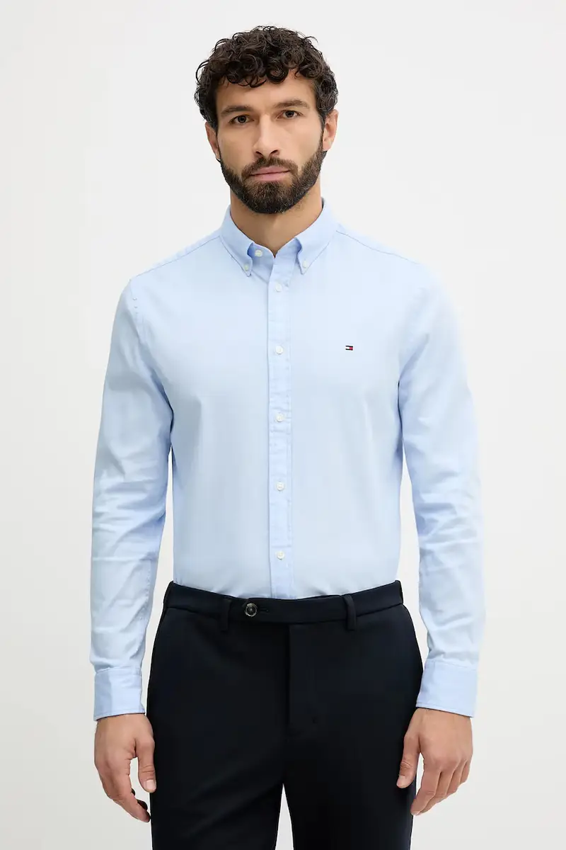 Tommy Hilfiger camicia uomo colore blu MW0MW40458