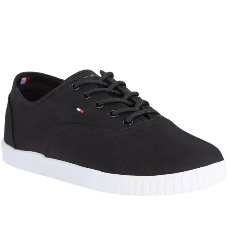 Tommy Hilfiger Canvas Lace Up Sneaker Donna Nero R. 36 36 nero