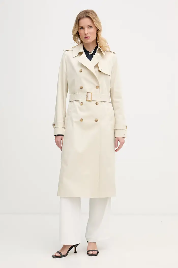 cappotto trench da donna in cotone Beige