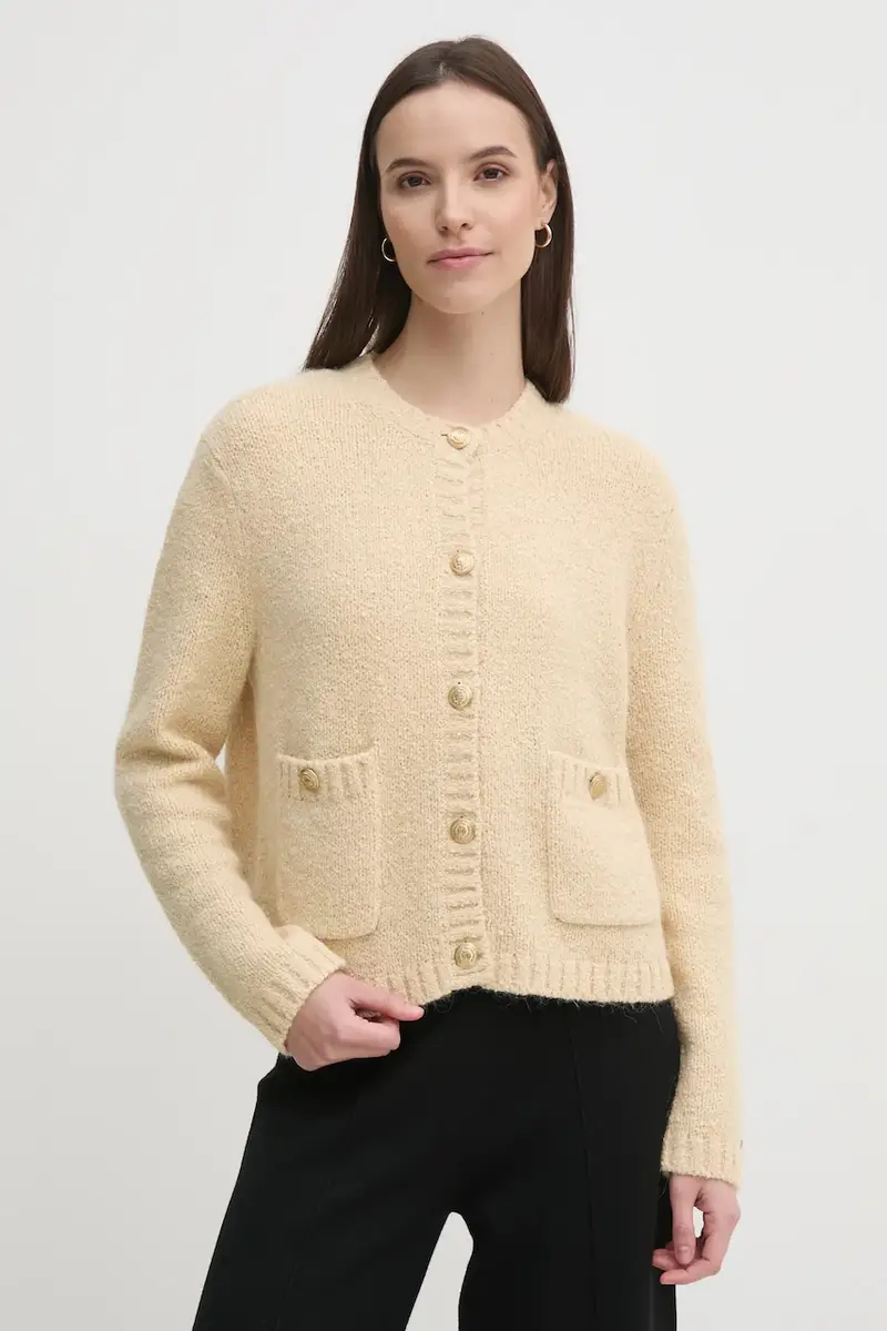 Tommy Hilfiger cardigan con aggiunta di lana colore beige WW0WW44473