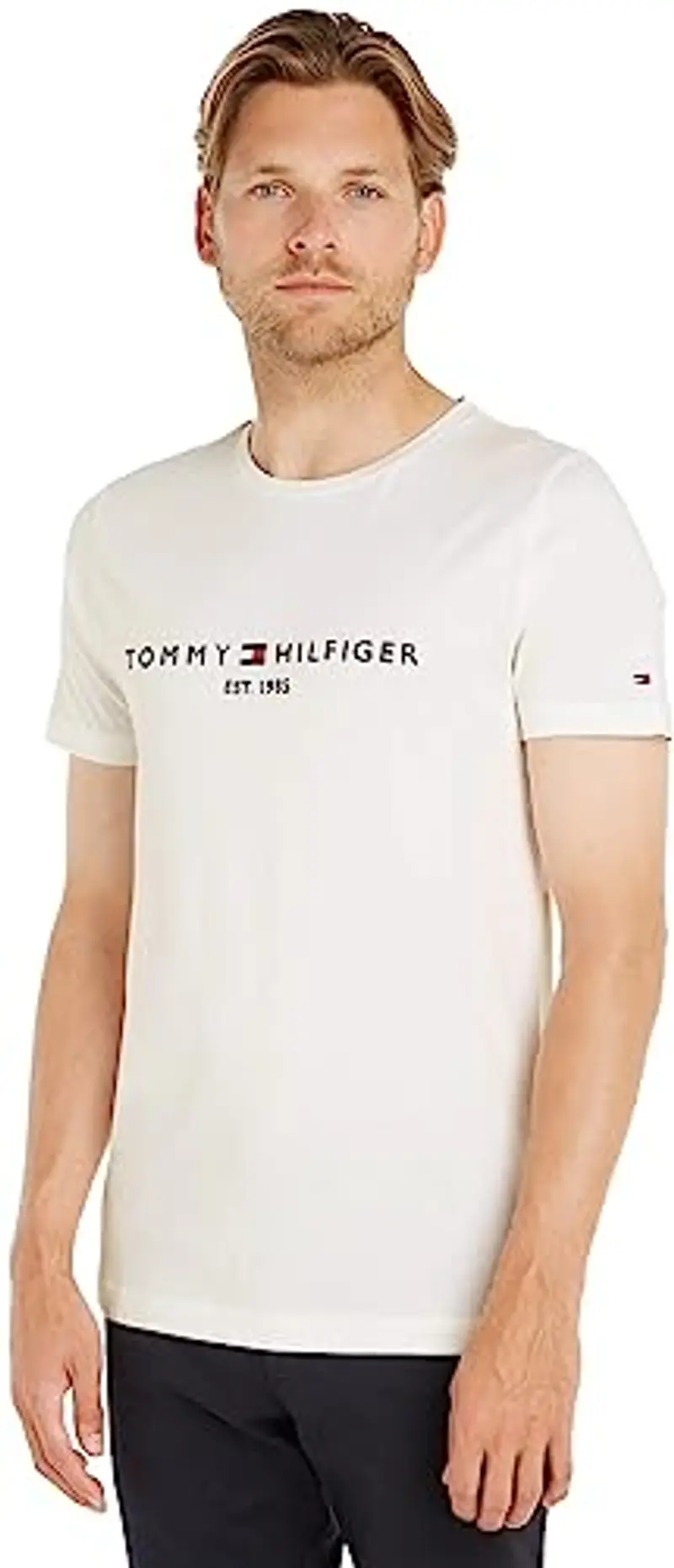 Tommy Hilfiger Core Tommy Logo Tee Mw0mw11465, Maglietta a Maniche Corte Uomo, Bianco (Snow White)