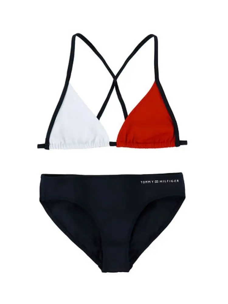 Tommy Hilfiger costume blu navy bambina maxi logo