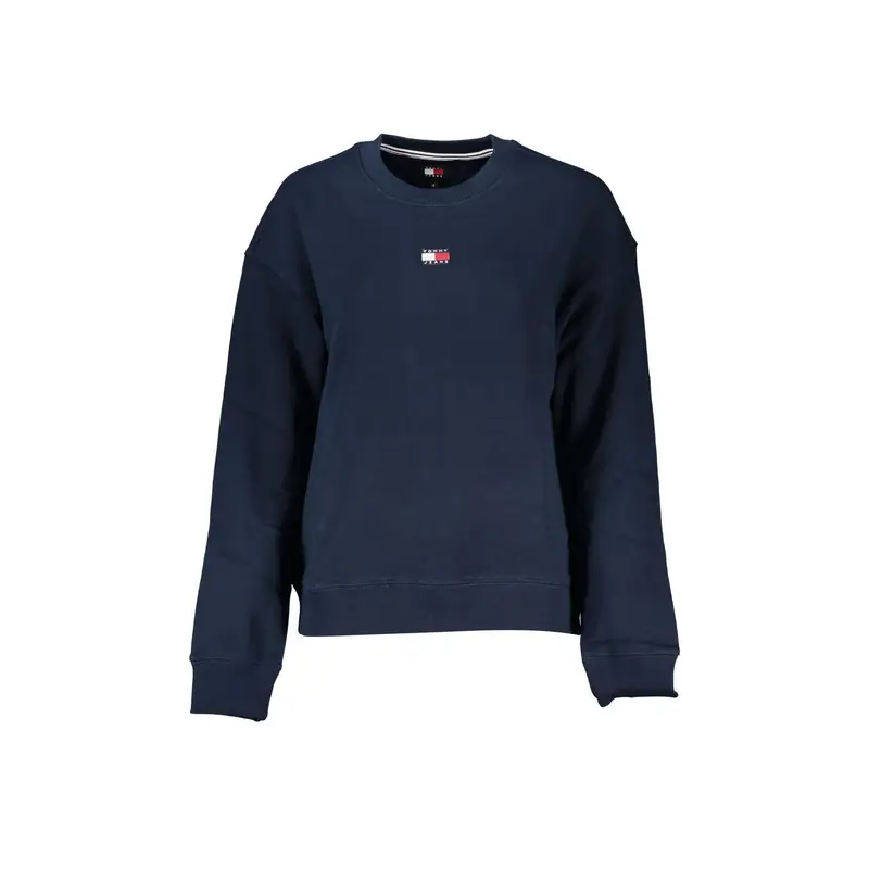 Tommy Hilfiger Felpa Donna Blu Girocollo Felpata Ricamo Logo
