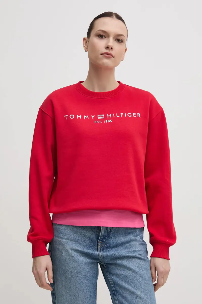 Tommy Hilfiger felpa donna colore rosso WW0WW39791