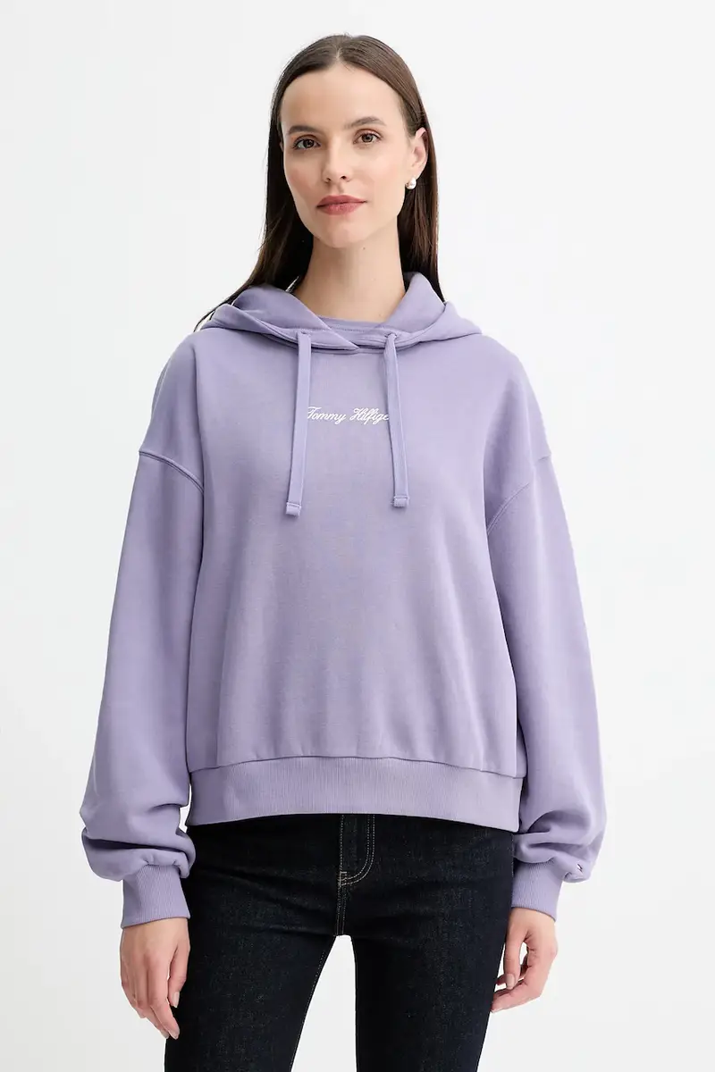 Tommy Hilfiger felpa donna colore violetto con cappuccio WW0WW47459