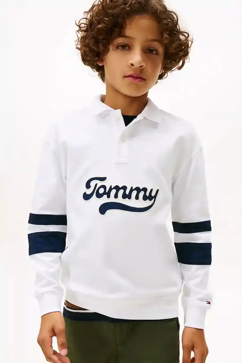 Tommy Hilfiger felpa in cotone bambino/a colore bianco KB0KB09995