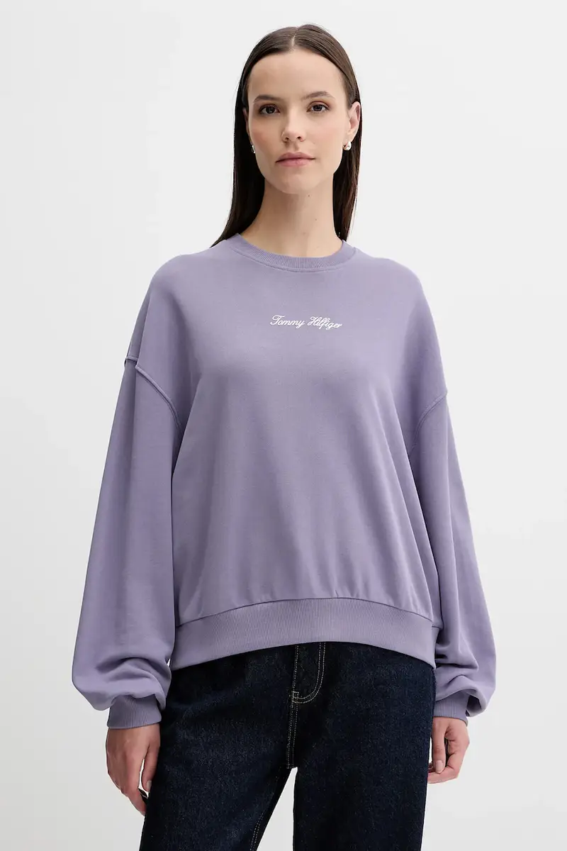 Tommy Hilfiger felpa in cotone donna colore violetto WW0WW48269