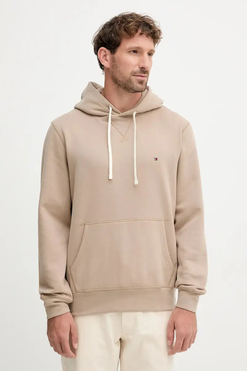 Tommy Hilfiger felpa uomo colore beige con cappuccio MW0MW39997