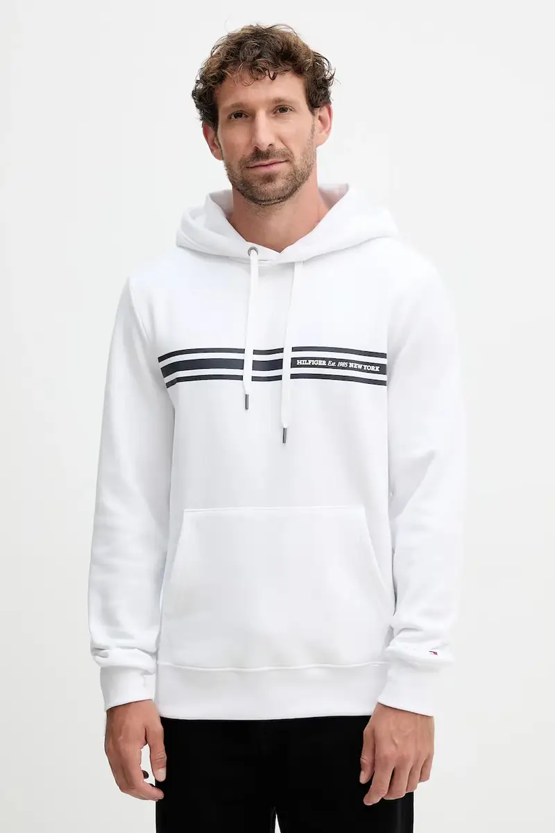 Tommy Hilfiger felpa uomo colore bianco con cappuccio MW0MW38332