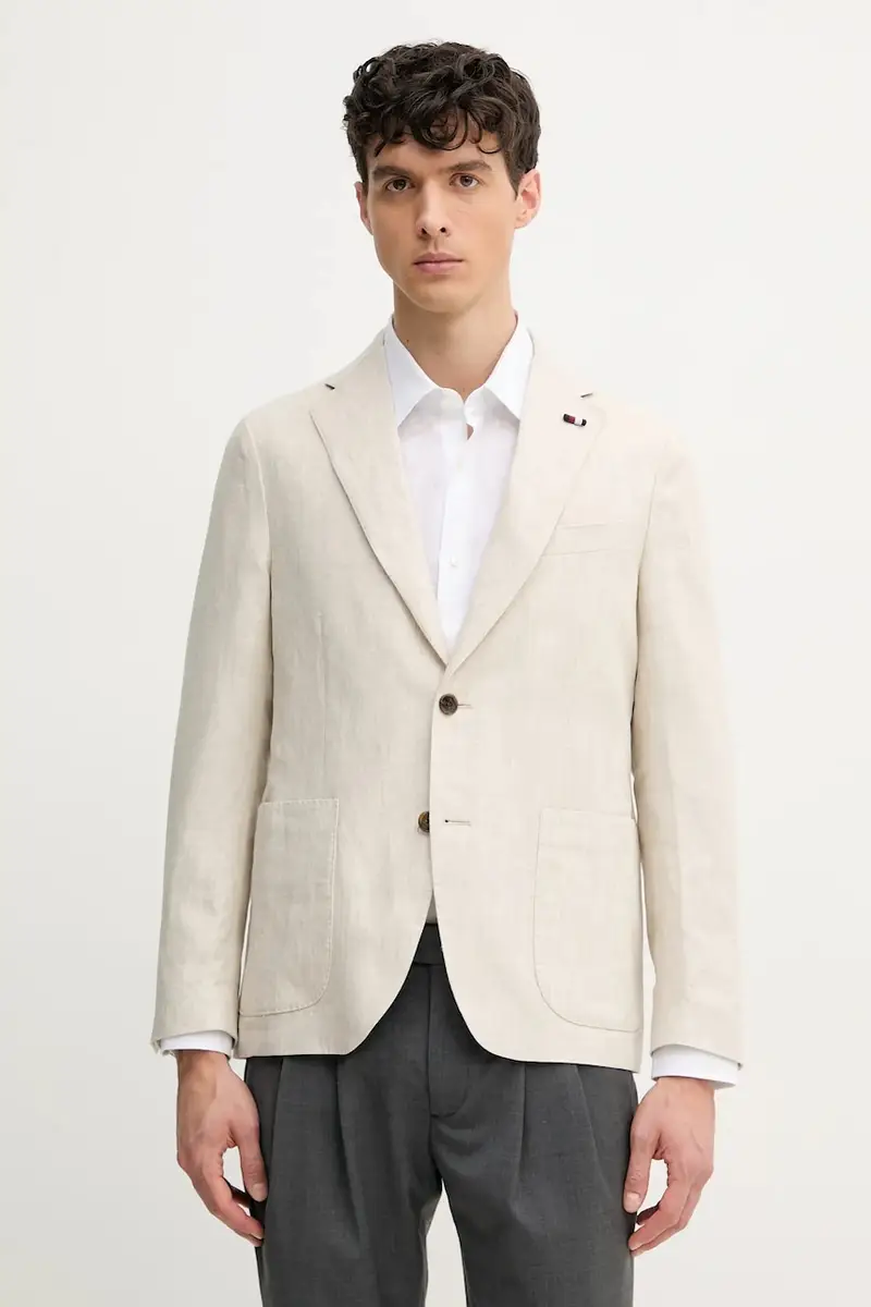 Tommy Hilfiger giacca in lino uomo colore beige SQTHL5966.SQTH500