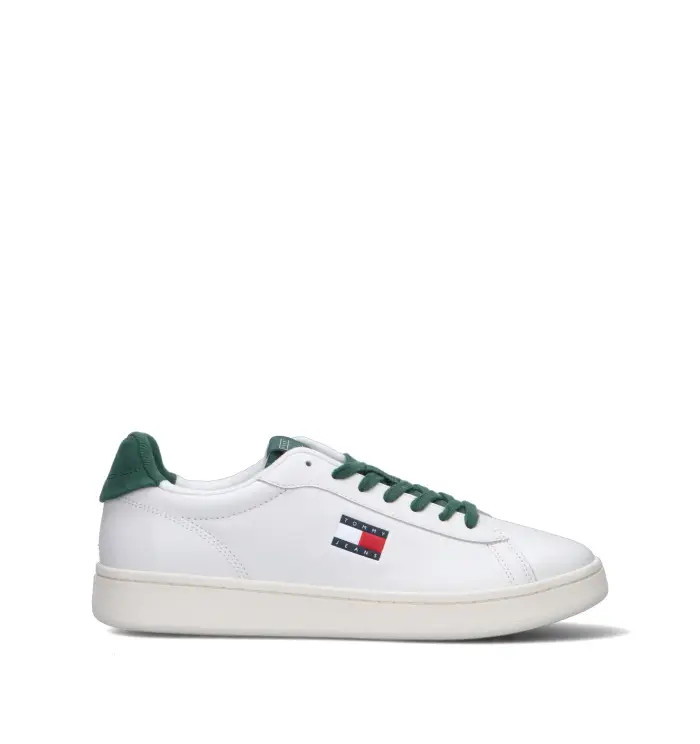 TOMMY HILFIGER JEANS Sneaker uomo bianca/verde in pelle Vario