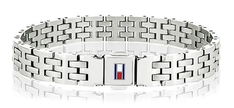 Tommy Hilfiger Jewelry Braccialetto da Uomo in Acciaio Inossidabile con la Bandiera Iconica di