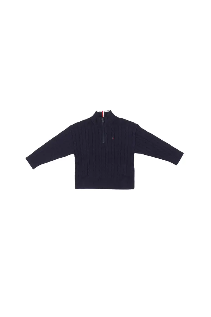 TOMMY HILFIGER Maglia Bambino Blu Cotton cable half zip sweater