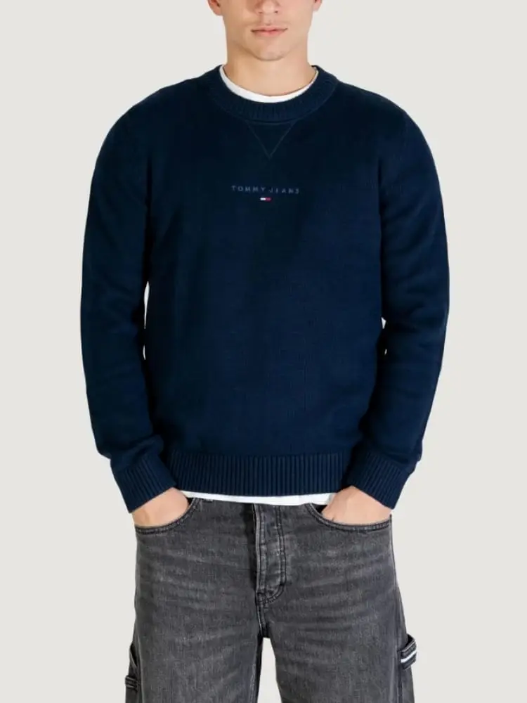 Tommy Hilfiger maglione girocollo in cotone blu regular fit
