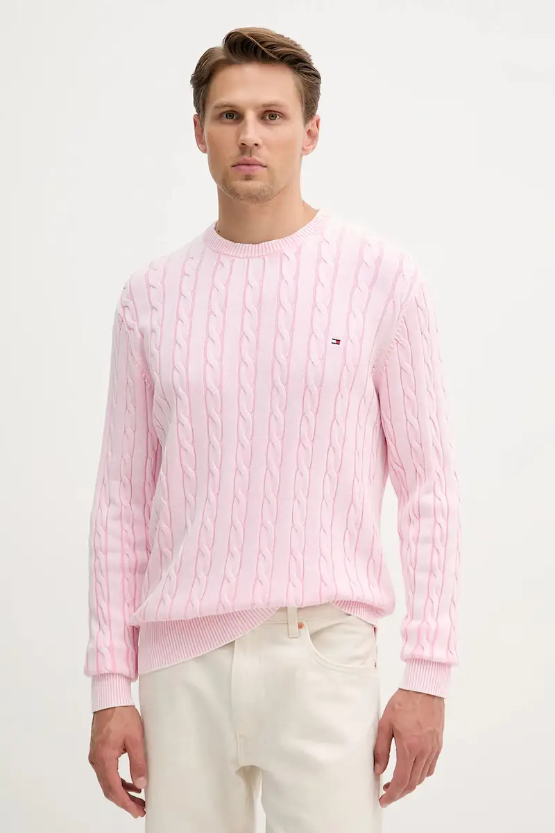Tommy Hilfiger maglione in cotone uomo colore rosa MW0MW39524