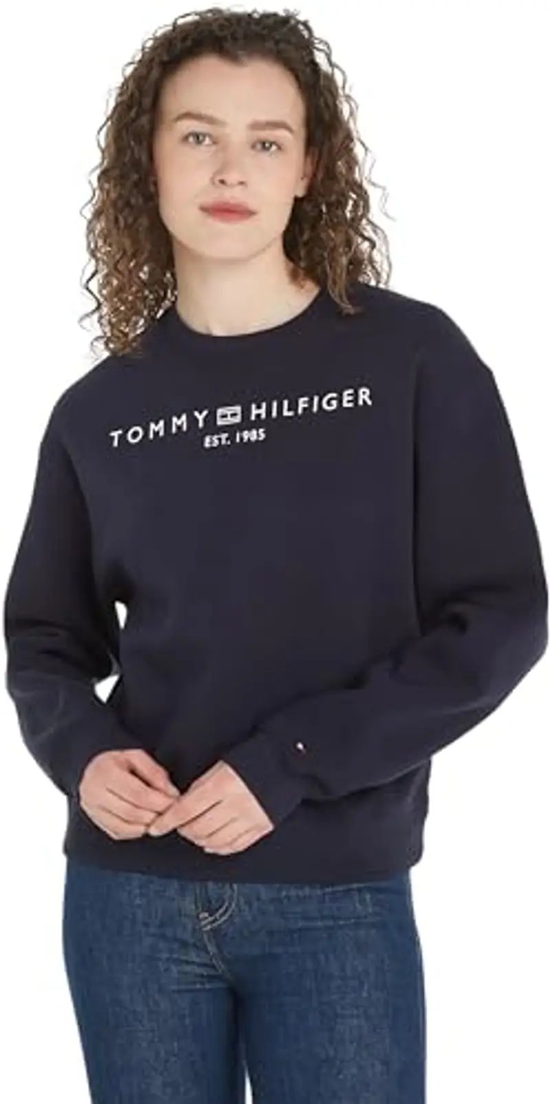 Tommy Hilfiger Mdrn Reg Corp Logo C-Nk Swtshrt Ww0Ww39791, Felpa, Donna, Blu (Desert Sky)
