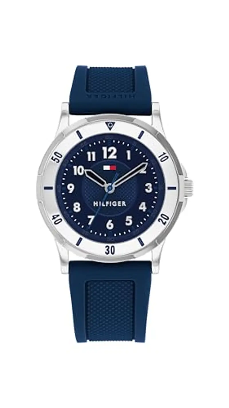 Tommy Hilfiger Orologio con Movimento al Quarzo a Tre Lancetteper i Giovani con Cinturino in Silicone Blu - 1720040, Blue