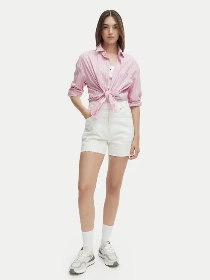 pantaloncini donna bianchi regular fit con logo