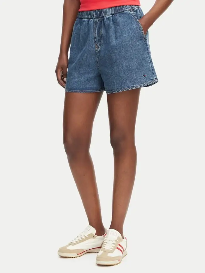 pantaloncini donna in jeans blu loose fit