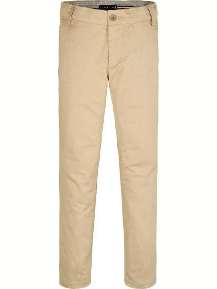 pantalone beige bambino chino in cotone patch logo sul retro
