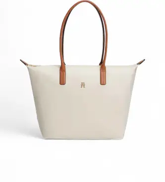 Tommy Hilfiger per donna AW0AW17711 Borsa tote con logo beige (OSFA), Casual, Sostenibile, Nylon riciclato