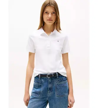Tommy Hilfiger per donna WW0WW42047 Polo 1985 bianca, Bianco, Casual, Manica corta, Cotone biologico, Sostenibile