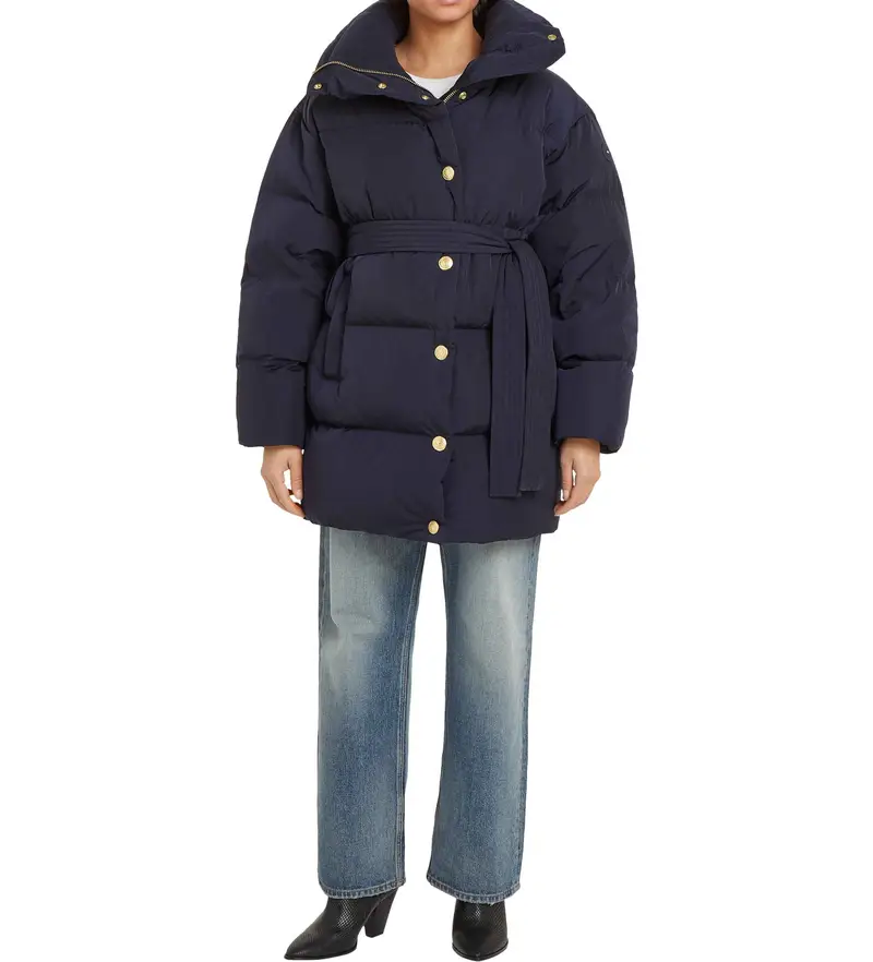 Tommy Hilfiger per donna WW0WW44133 Cappotto corto imbottito blu navy (M/L), Casual, Nylon riciclato