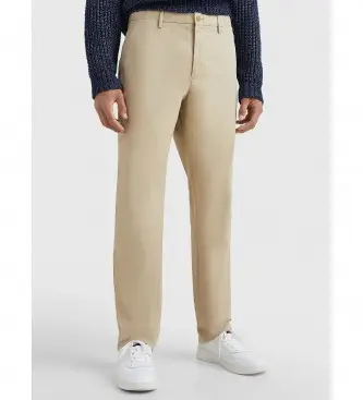 Tommy Hilfiger per uomo MW0MW28883 Pantaloni chino beige in cotone elasticizzato Bleecker (38/34), Casual, Cotone biologico, Sostenibile