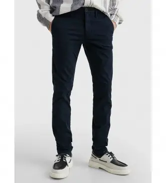 per uomo MW0MW28883 Pantaloni chino in cotone elasticizzato blu navy Bleecker (38/36), Casual, Cotone biologico, Sostenibile