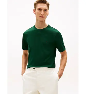 Tommy Hilfiger per uomo MW0MW39995 Maglietta con logo ricamato verde, Casual, Cotone, Manica corta