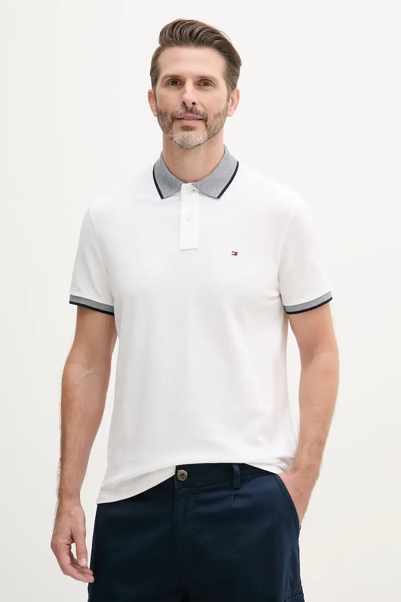 Tommy Hilfiger polo con aggiunta di lino colore bianco MW0MW33140