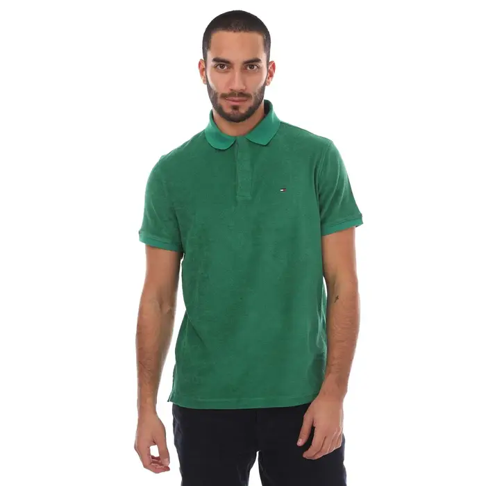 Polo da Uomo Tommy Hilfiger in Micro-Spugna Regular L verde