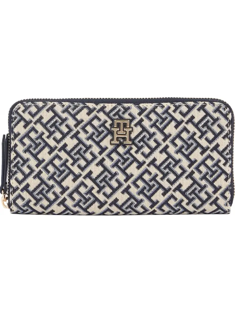 Tommy Hilfiger portafoglio blu navy donna in tessuto logo all over