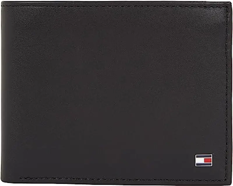 Tommy Hilfiger Portafoglio Uomo Eton Trifold con Scomparto Monete, Nero (Black)