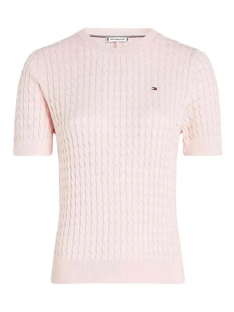 Tommy Hilfiger Pullover Slim Fit A Maniche Corte Rosa