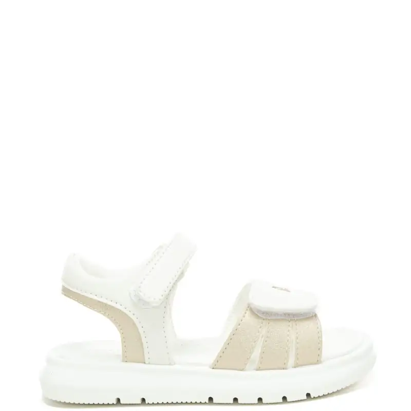 Tommy Hilfiger sandali da bambina con dettagli a contrasto e doppio strappo bianco platino