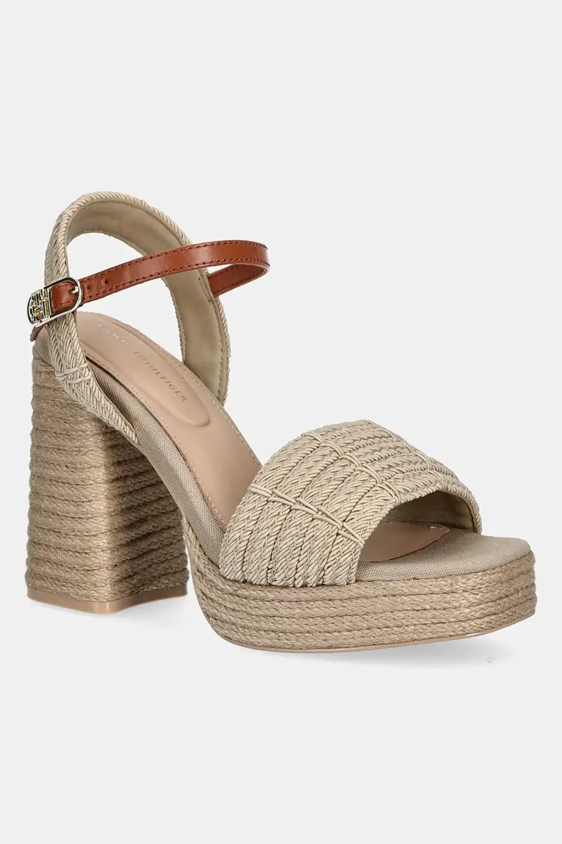 Tommy Hilfiger sandali ROPE HEEL PLATFORM SANDAL colore beige FW0FW08425