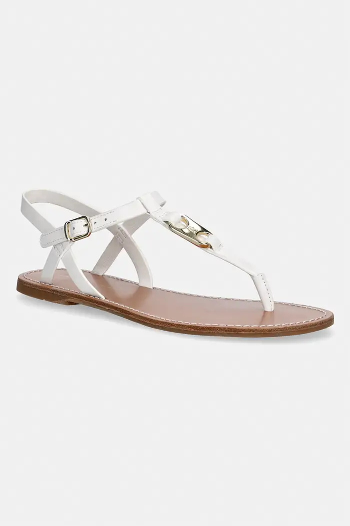 sandali tacchi piatti da donna in pelle LEATHER THONG SANDAL Bianco