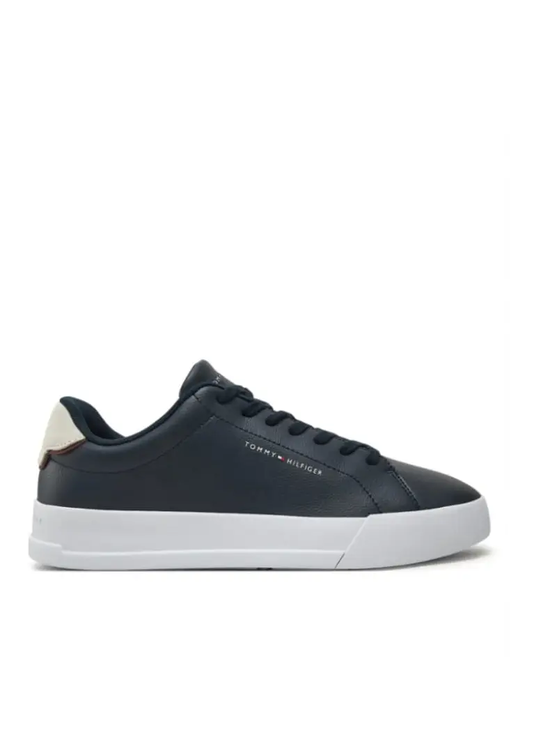 Tommy Hilfiger scarpe blu navy uomo in ecopelle logo sul lato retro bianco