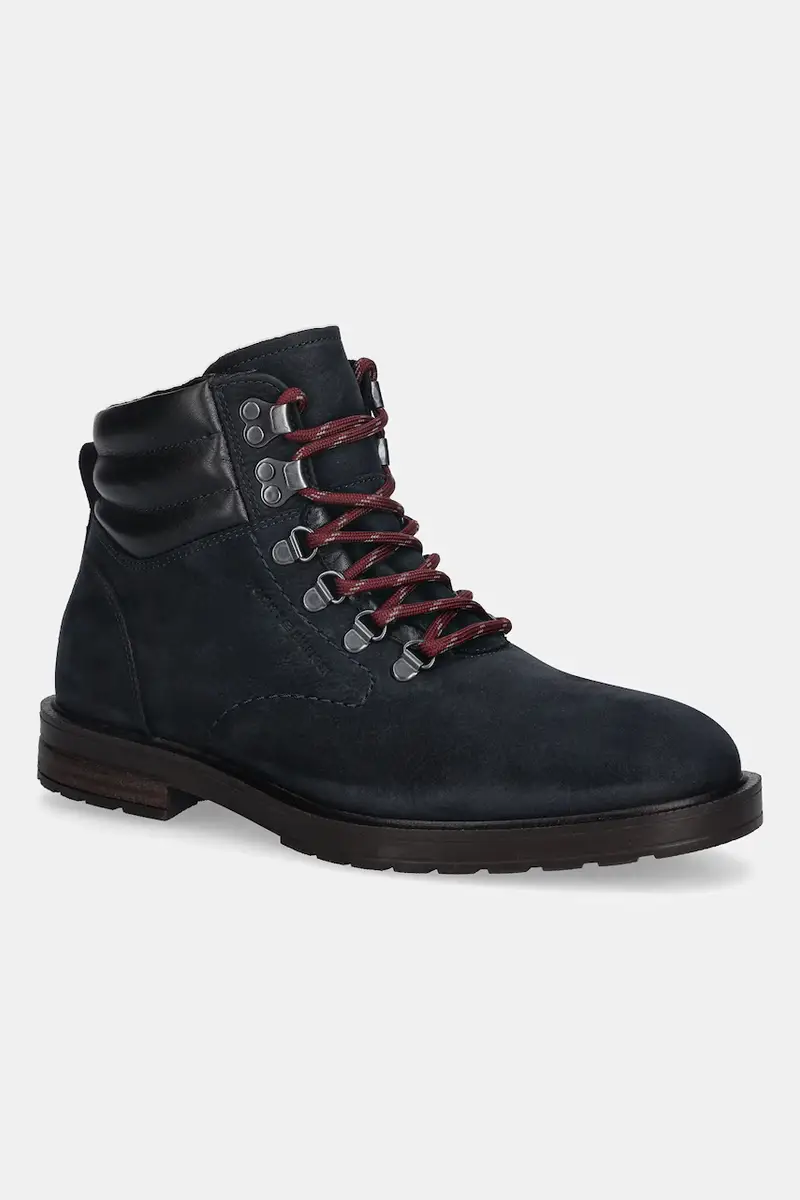 Tommy Hilfiger scarpe in nubuck CLEATED HILFIGER WRM HOOK BOOT uomo colore blu navy FM0FM05699