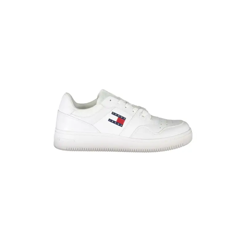 Tommy Hilfiger Scarpe Sneakers Uomo Bianche con Dettagli a Contrasto Bianco